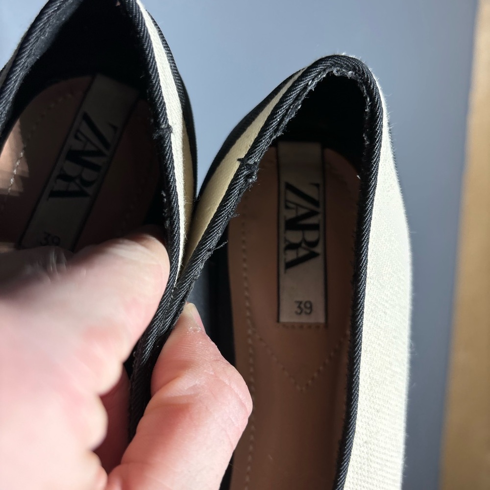 Zara Canvas Two Tome Ballet Flats Women’s Size EU 39 - Picture 7 of 7